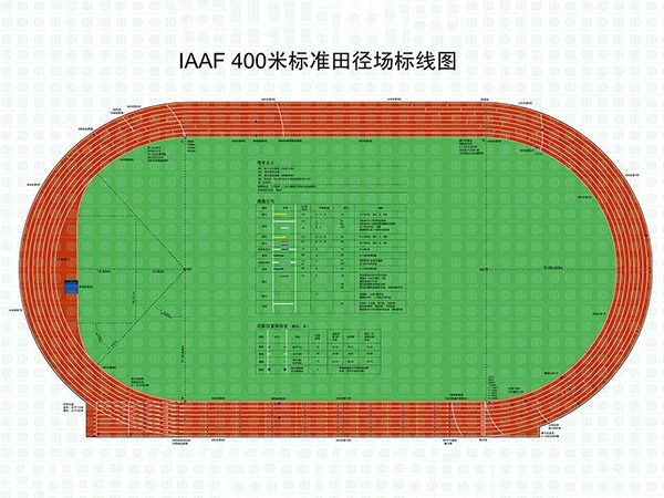 國際田聯(lián)400米標(biāo)準(zhǔn)田徑場標(biāo)線圖